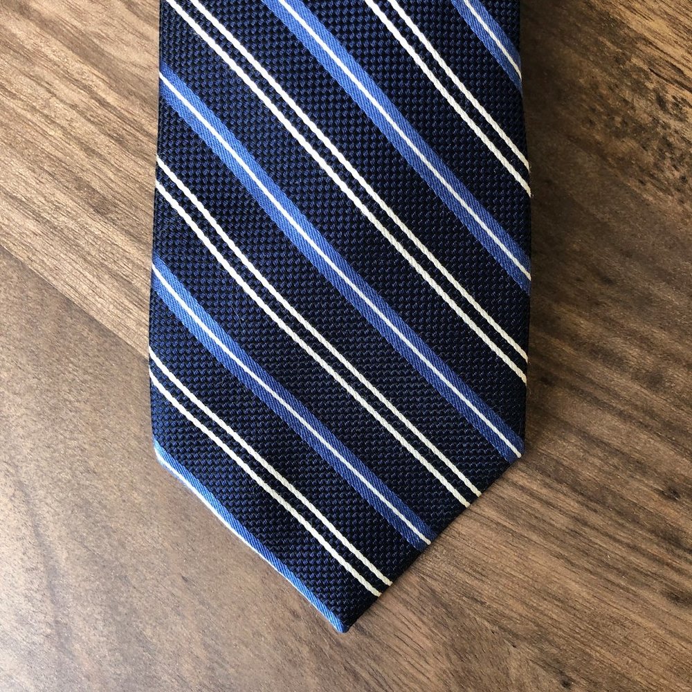Men's Stripe Silk Tie - Blue